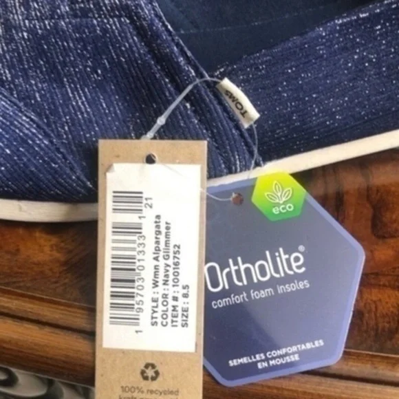NEW Toms Womens Alpargata Glimmer Navy Flats 
New with no box. - Picture 4 of 5